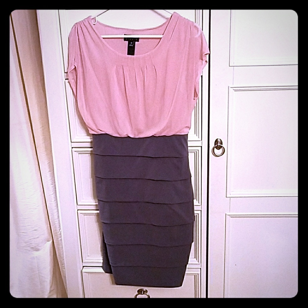 Pink and grey form fitting dress